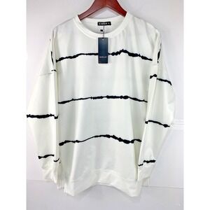 NWT Sheilay‎ Womens Large Long Sleeve White And Black Striped Shirt